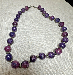 22″ Purple Tourmaline Necklace – 1/2″ Diameter Beads – Beautiful – Varied Shades