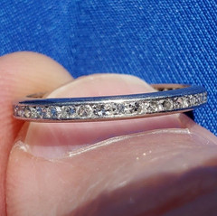 Original EARTH MINED DIAMOND Deco Band Antique PLATINUM Eternity Anniversary 6.7