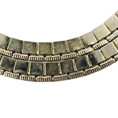Heavy Double Layer Flat Square Link Chain Gold Tone Necklace Vintage Korea 1970s