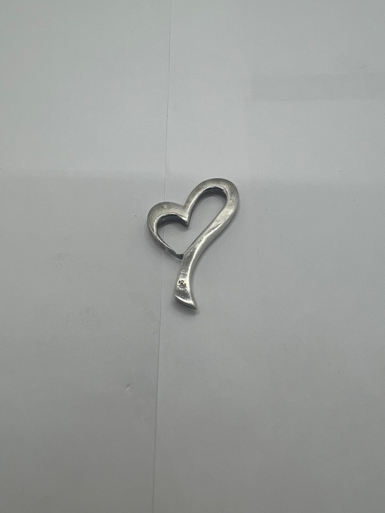 Vintage 925 Sterling Silver Open Heart Slide Women Pendant
