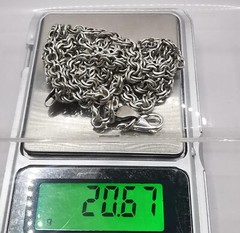 Vintage Sterling Silver 925 Signed Chain Necklace, 20.67g, 24.41″ Adult Unisex
