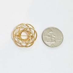 Solid 14k Yellow Gold Interwoven Loops MCM Brooch Pin 1.8g 24mm
