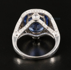 4.0Ct Lab-Created Sapphire Halo Engagement 925 Silver Ring 14K White Gold Finish