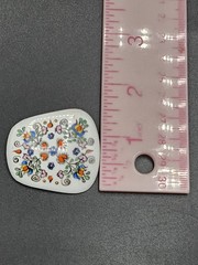 Vintage Enamel on Copper Florals and Hearts Brooch