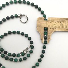 Silver Schark Handmade Sterling Silver & Green Malachite Necklace 21″ #97
