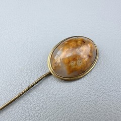 Antique Gold Filled Stick Pin Rutilated Quartz Orange Cabochon 7/8” Victorian