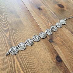 Judy Lee collar necklace vintage silver tone necklace wide panels fish design