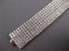 WIDE & LONG 25.25CT DIAMOND 14KT WHITE GOLD CLASSIC MULTI ROW TENNIS BRACELET