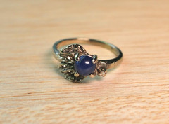 VTG Art Deco 10K White Gold Genuine Star Sapphire & Diamond Ring Sz 4.5 – 2.12 g