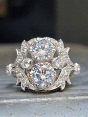 Art Deco Style 2.5Ct Round Cut Lab Created Diamond 925 Silver Engagement Ring