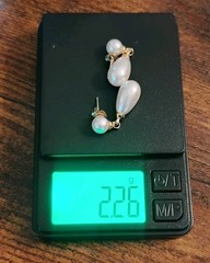 💋 Vintage Classic 14K Yellow Gold White Pearl Dropdown Dangle Earrings G1011