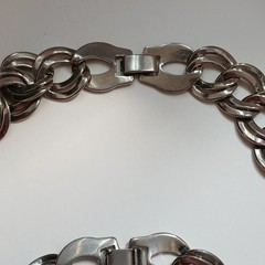 Vintage Silver Tone Double Link Necklace & Bracelet with Hinged Clip Clasp