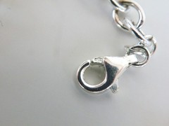 Italian Sterling Silver 925 Rolo Link Charm Chain Bracelet 7.5″