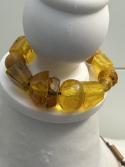 VTG Genuine Amber Chunk Necklace & Bracelet Fossilized Bug Debris Unique Beaded
