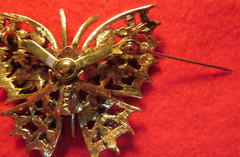 Vintage ART Arthur Pepper Butterfly Brooch Rhinestone Pearl Colorful Beauty