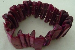 HOT PINK MOP STRETCH 1 1/4″ W #195A VTG COSTUME BRACELET