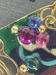 Vintage Casual Corner Brooch Pin Gold Tone w/ Enameling And Stones