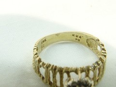 Beautiful Brutalist 14 K Gold Twig 19 Diamond Double Halo Sz 6.5 Cocktail Ring