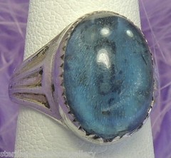 Vintage 40’s glass Blue Stone Sterling Silver 0.925 Ring size 4.5