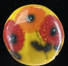 Vtg Clip On Painted Flowers Earrings Boho Cottagecore Fall Red Orange Yellow 1″