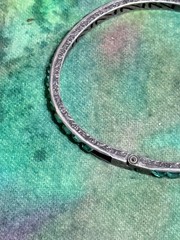 Antique 1920s Art Deco Sterling Silver & Green Channel Set Paste Bangle Bracelet