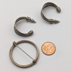 Pin & Pierced Earrings Hoop Wire Silver tone