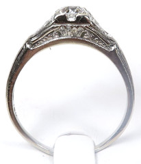 Antique Art Deco 1920’s Diamond Engagement 18KW Ring Size 8.5 UK-Q1/2 EGL USA
