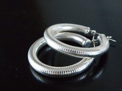 Vintage Sterling Silver 925 Tube Hoop Leverback Earrings