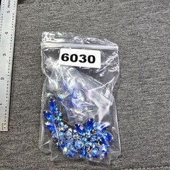 Juliana D&E Blue Crystal Clip-On Earrings & Brooch Set Rhinestone Bead Accents