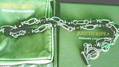 Judith Ripka Sterling Silver Smoky Quartz and 22″ Link Necklace JR Box & /Pouch