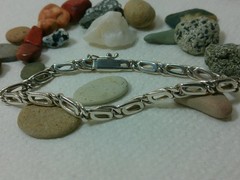 VTG 950 Sterling Silver Anchor Mariner Dbl Linked Chain Tennis Bracelet 8 1/8″