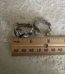 Vintage Silver Tone Blue Clip On Earrings Jewelry JMS-20