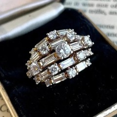 18K Gold Plated 925 Silver Moissanite Baguette Engagement & Anniversary Ring