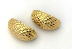 14K TEXTURED GOLD Omega Back Earrings | 9 grams