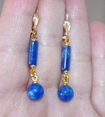 LAPIS LAZULI 45 MM DROP ELONGATED LEVER BACK EARRINGS
