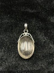 Handmade Sterling Silver Natural Rutilated Quartz Stone Vintage Pendant