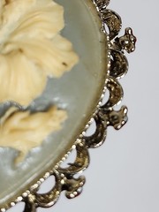 Gerry’s Large Blue Cameo Brooch Floral Pin Victorian Style Signed