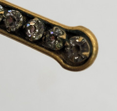 Edwardian Gold Plated with Rhinestones Brooch Bar Pin Circa 1920s