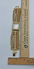 VTG Signed Inmode bracelet watch Gold-tone rhinestone chain retro mod 7″