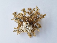 Vintage Exquisite Coral Brooch Pin Bead Lot Filigree Thailand Handmade Wire Bend