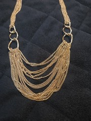Vintage Crown Trifari Multi Strand And Hoop Necklace Gold Tone Summer Beach Wear