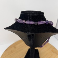 Vintage Amethyst Necklace Purple Lavender Jewelry Stones Natural Style