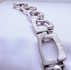 Vintage Modernist Belgiorno 900 Silver Bracelet 1970s Argentina 95.3 g 7.25 in