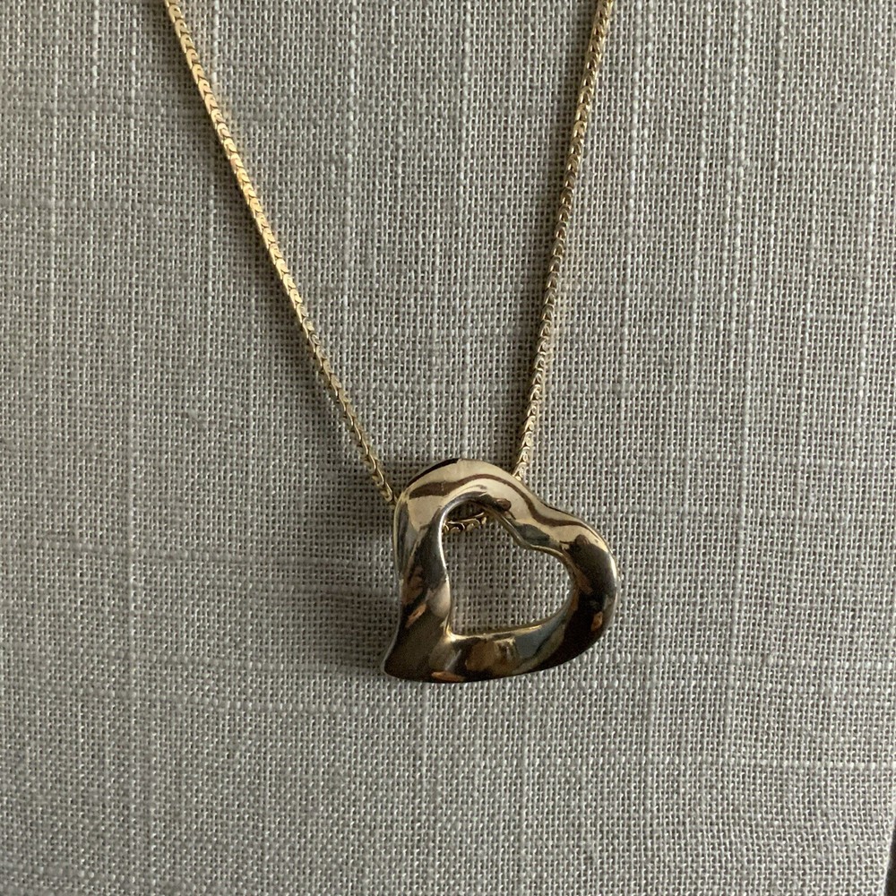Vintage 80s heart open slide pendant necklace in gold tone metal