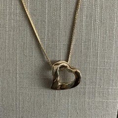 Vintage 80s heart open slide pendant necklace in gold tone metal