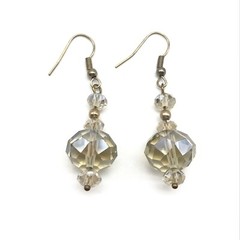 Clear Faceted Crystal Beaded Dangle Drop Earrings