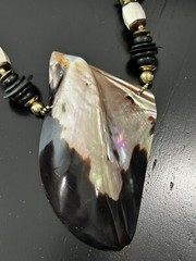 Large Vintage Abalone Shell Islander Necklace Bold Statement Piece