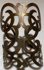 Vintage Antiqued Brass Cuff Gladiator Bracelet Ornate Coiled Braided Geometric