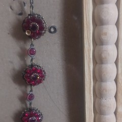 Kenny MA San Francisco, Garnet Red Necklace 16.5” Antiqued Metal