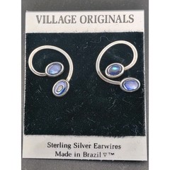 Vintage Village Originals 925 Sterling Silver Abalone Swirl Post Earrings